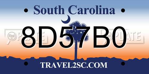 8D57B0 South Carolina License Plate