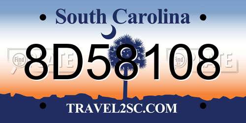 8D58108 South Carolina License Plate