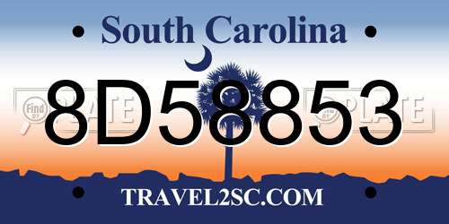 8D58853 South Carolina License Plate