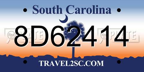 8D62414 South Carolina License Plate