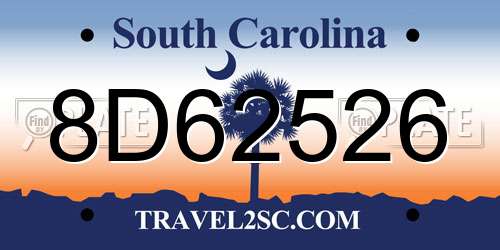 8D62526 South Carolina License Plate