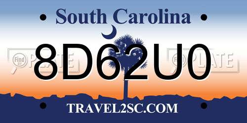 8D62U0 South Carolina License Plate