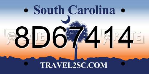 8D67414 South Carolina License Plate