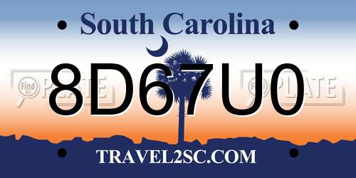8D67U0 South Carolina License Plate