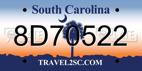8D70522 South Carolina License Plate