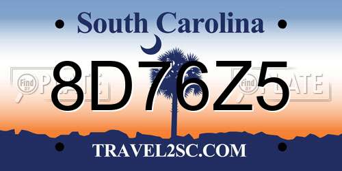 8D76Z5 South Carolina License Plate