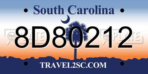 8D80212 South Carolina License Plate