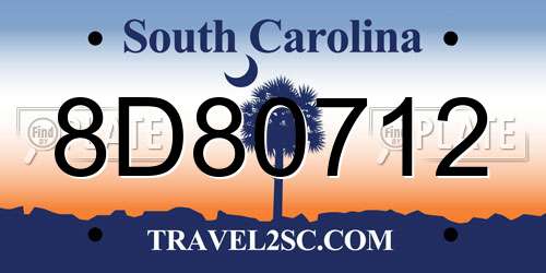 8D80712 South Carolina License Plate