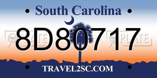 8D80717 South Carolina License Plate