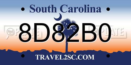 8D82B0 South Carolina License Plate
