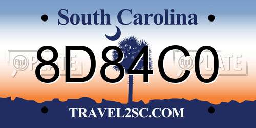 8D84C0 South Carolina License Plate
