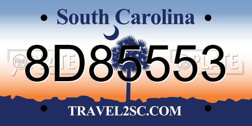 8D85553 South Carolina License Plate