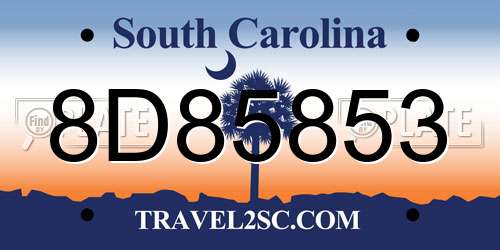 8D85853 South Carolina License Plate