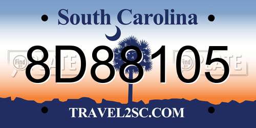 8D88105 South Carolina License Plate