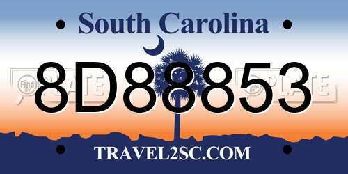 8D88853 South Carolina License Plate