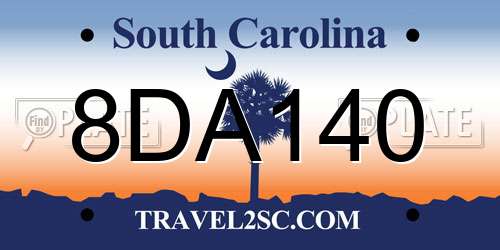 8DA140 South Carolina License Plate