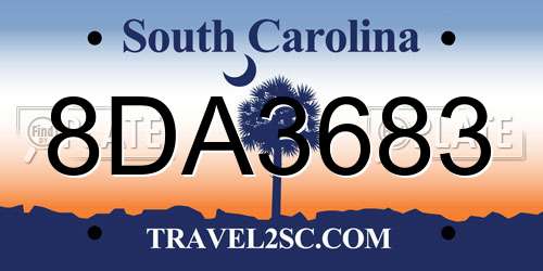 8DA3683 South Carolina License Plate