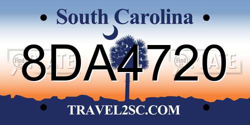 8DA4720 South Carolina License Plate
