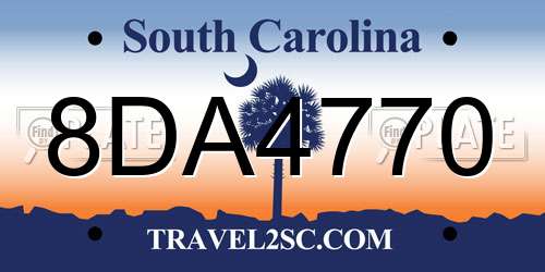 8DA4770 South Carolina License Plate