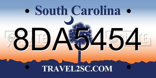 8DA5454 South Carolina License Plate
