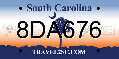 8DA676 South Carolina License Plate