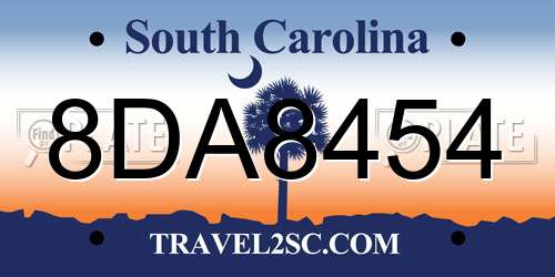 8DA8454 South Carolina License Plate