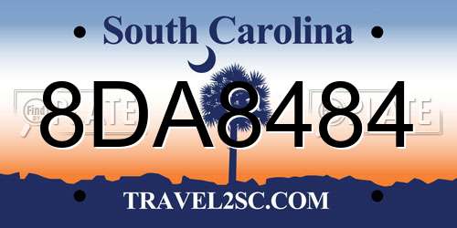 8DA8484 South Carolina License Plate