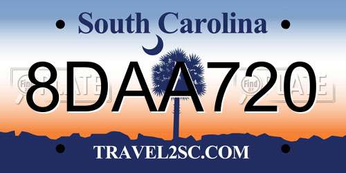 8DAA720 South Carolina License Plate