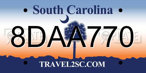 8DAA770 South Carolina License Plate