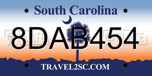 8DAB454 South Carolina License Plate