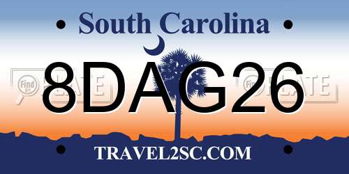 8DAG26 South Carolina License Plate