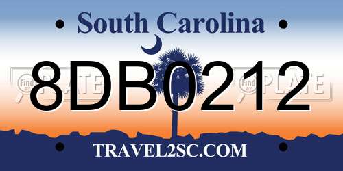 8DB0212 South Carolina License Plate