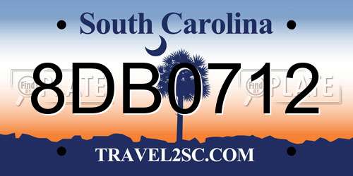 8DB0712 South Carolina License Plate
