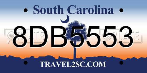8DB5553 South Carolina License Plate