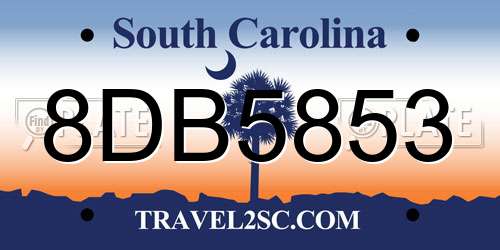 8DB5853 South Carolina License Plate