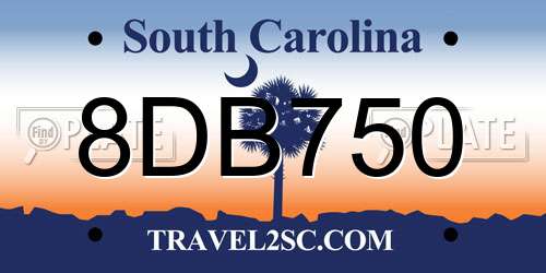 8DB750 South Carolina License Plate