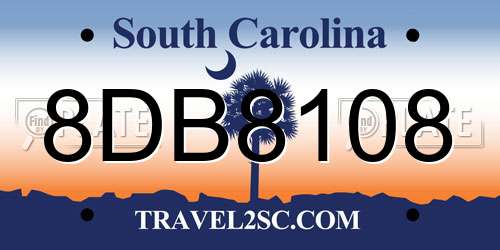 8DB8108 South Carolina License Plate