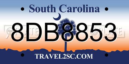 8DB8853 South Carolina License Plate