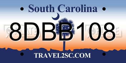 8DBB108 South Carolina License Plate