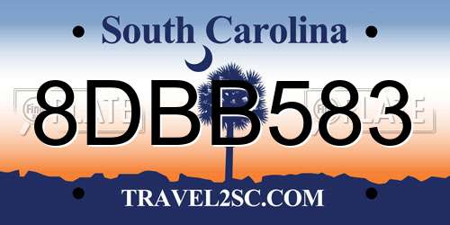 8DBB583 South Carolina License Plate