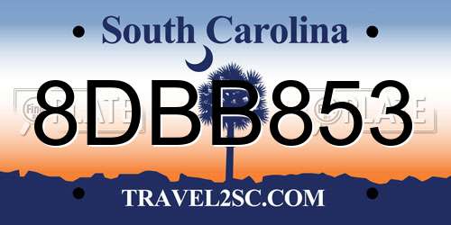 8DBB853 South Carolina License Plate