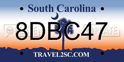8DBC47 South Carolina License Plate
