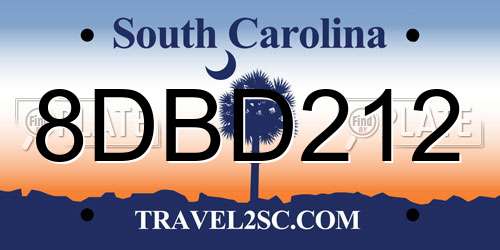 8DBD212 South Carolina License Plate