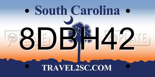 8DBH42 South Carolina License Plate