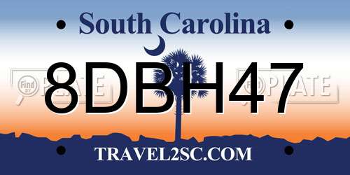 8DBH47 South Carolina License Plate