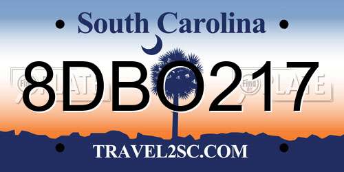 8DBO217 South Carolina License Plate