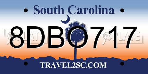 8DBO717 South Carolina License Plate