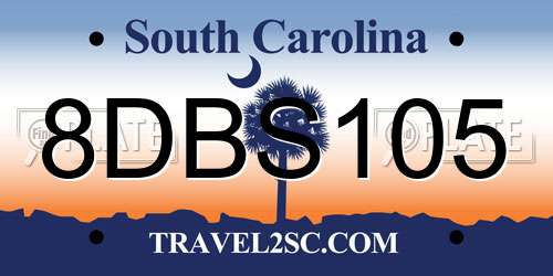 8DBS105 South Carolina License Plate