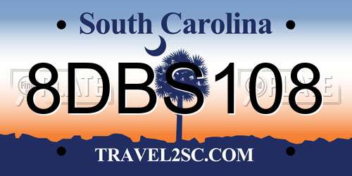 8DBS108 South Carolina License Plate