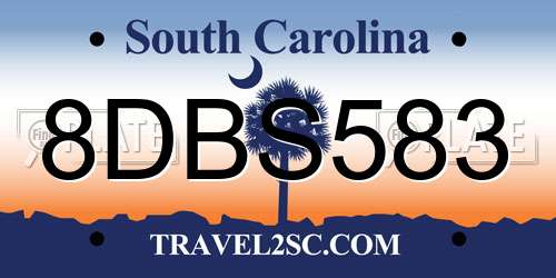 8DBS583 South Carolina License Plate